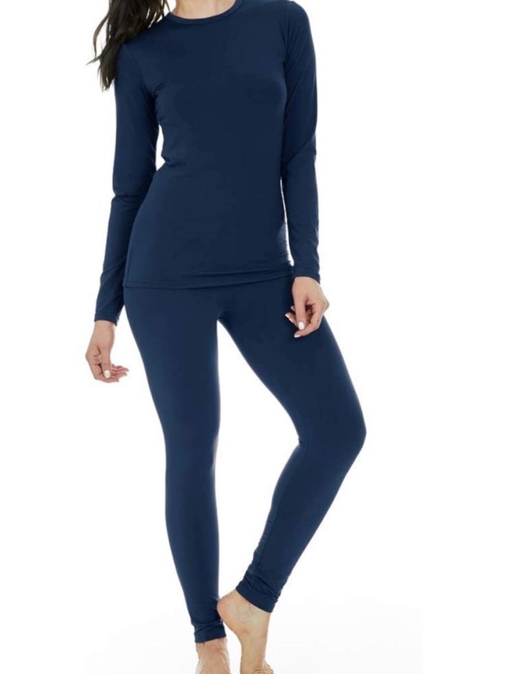 Long-Sleeve Navy Thermal Top & Legging Sleep Set Size Small NEW